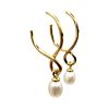 Pearl Gold Over Sterling Silver Dangle Earrings 4.4 G. Pearl Gold Over Sterling Silver drop Image - 1