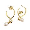 Pearl Gold Over Sterling Silver Dangle Earrings 4.4 G. Pearl Gold Over Sterling Silver drop Image - 2