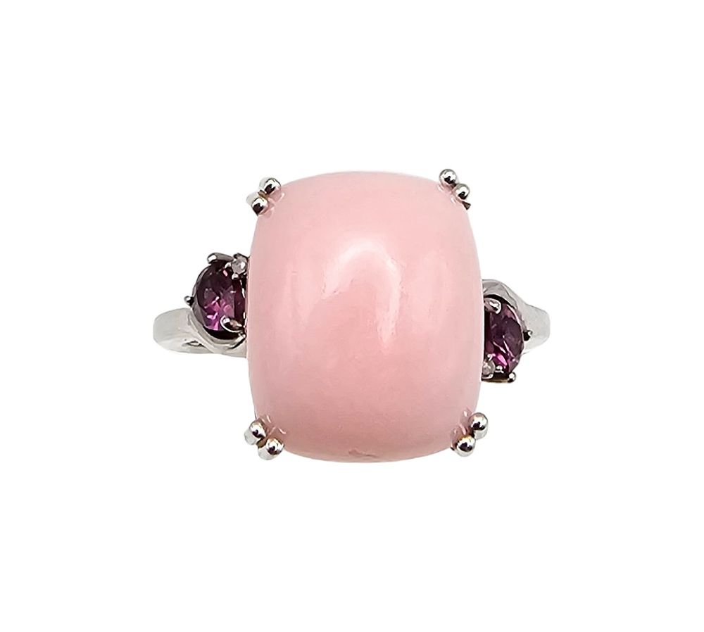 GIE Pink Stone Sterling Silver Cocktail Ring Size 8.5 5.7 G