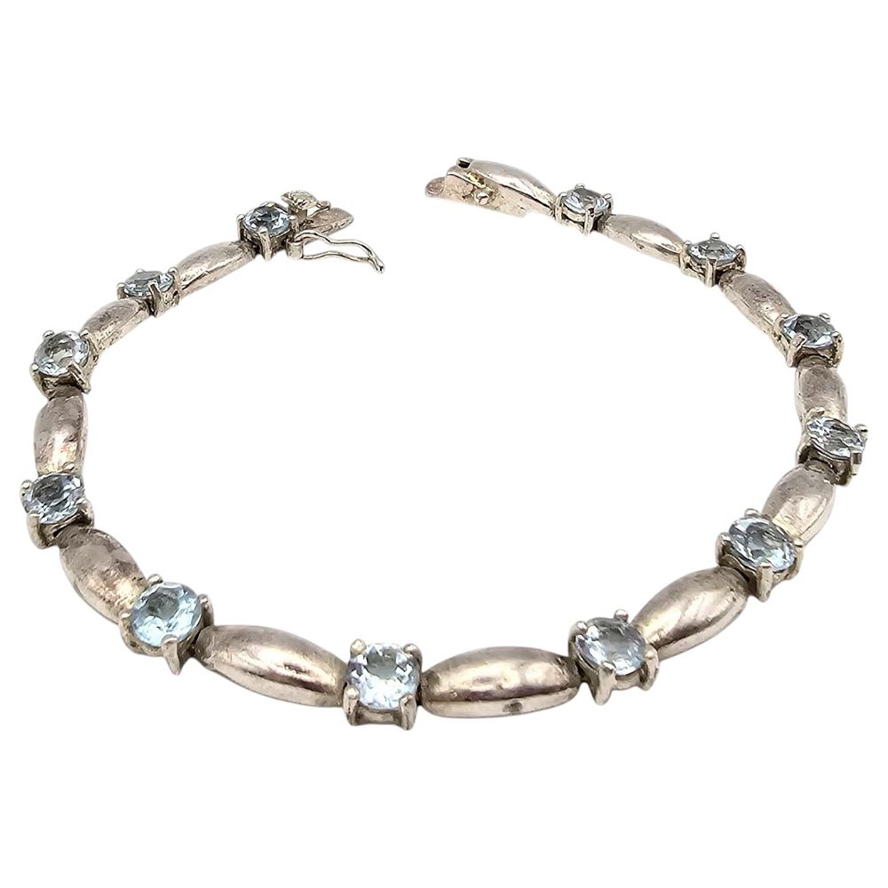 Topaz Sterling Silver Tennis Bracelet 14 G