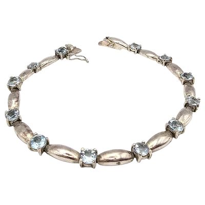 Topaz Sterling Silver Tennis Bracelet 14 G