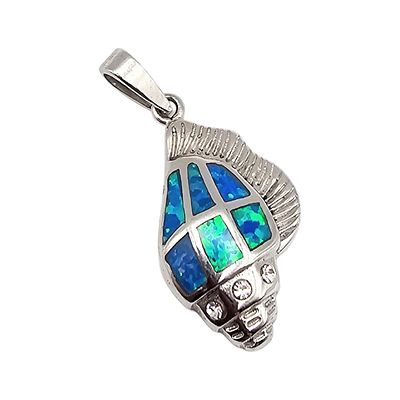 Opal Sterling Silver Conch Shell Pendant 3.6 G. Opal Sterling Silver conch shell Pendant 3.6 G