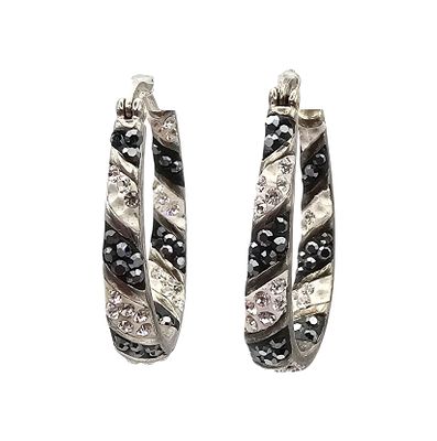 JMC Rhinestone Sterling Silver Hoop Earrings 7.4 G. JMC Rhinestone Sterling Silver Hoop Earrings