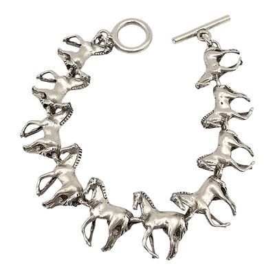 Sterling Silver Horse Link Toggle Bracelet 38.1 G. Sterling Silver Horse link Toggle Bracelet 38.1 G