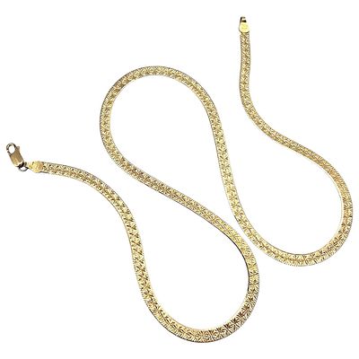 Italy Milor Gold Over Sterling Silver Flat Herringbone Necklace 10.5 G