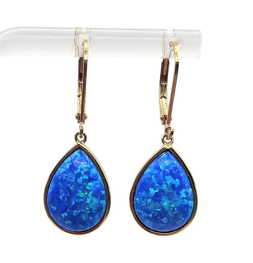 BBJ Opal Gold Over Sterling Silver Dangle Earrings 4 G. BBJ Opal Gold Over Sterling Silver Drop 