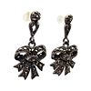 Marcasite Sterling Silver Bow Dangle Earrings 3.1 G. Marcasite Sterling Silver Bow Drop Dangle Image - 1