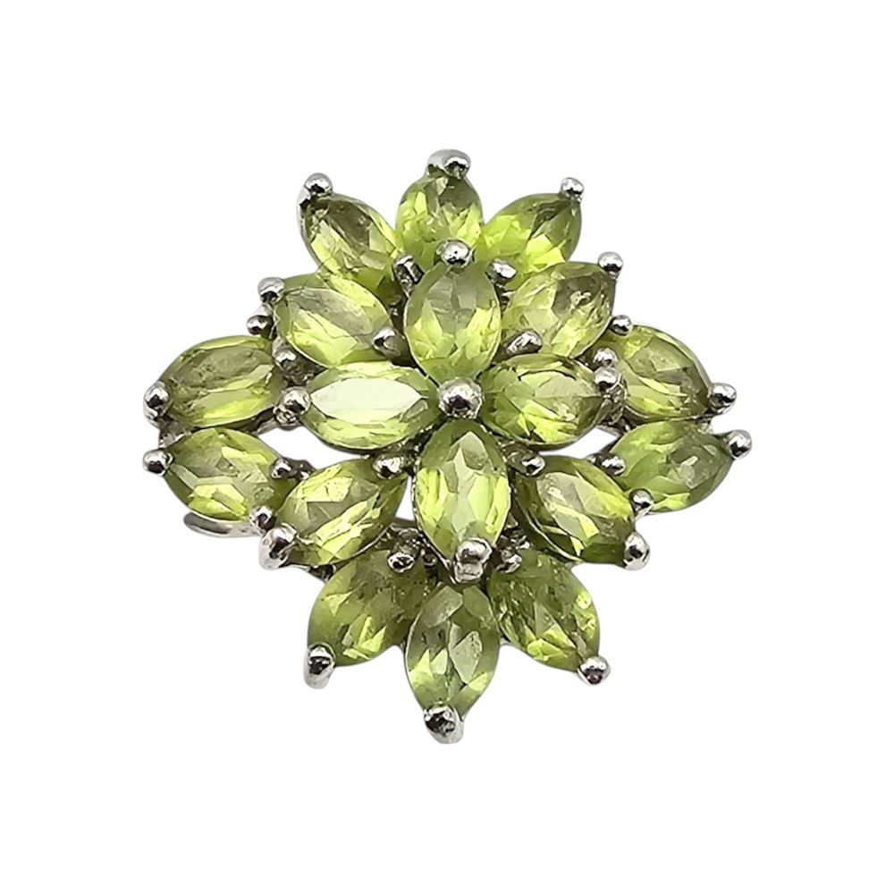 Stauer Peridot Sterling Silver Cocktail Ring Size 7.5 4.4 G