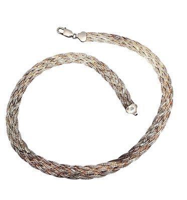 Italy Sterling Silver Braided Chain Necklace 21.8 G