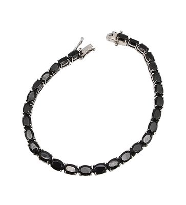 Tourmaline Sterling Silver Stainless Steel Clasp Tennis Bracelet 12.2 G