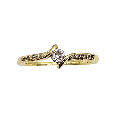 Rhinestone Gold Over Sterling Silver Cocktail Ring Size 9.25 2.1 G