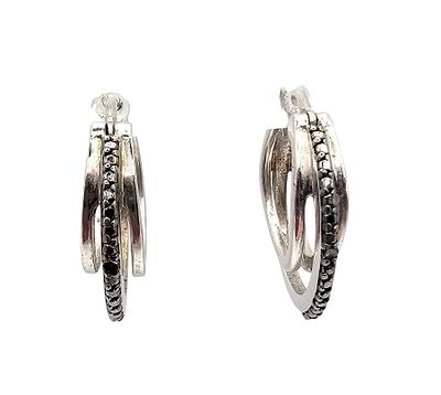 SUN Diamond Sterling Silver Hoop Earrings 3.8 G