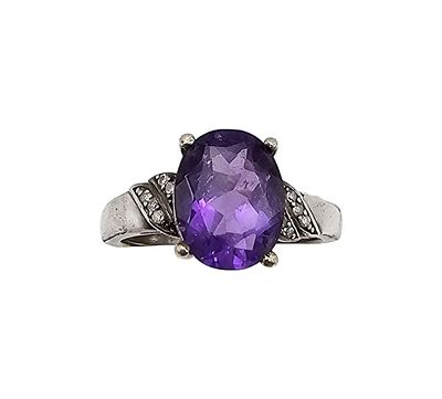 Amethyst Sterling Silver Cocktail Ring Size 5.75 2.9 G