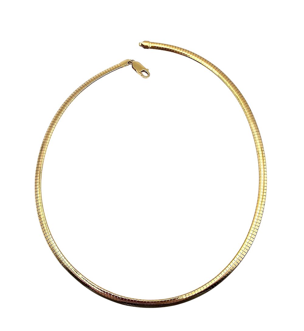Italy Gold Over Sterling Silver Omega Chain Necklace 14.8 G