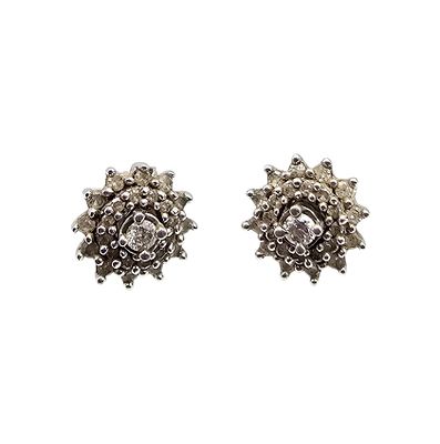 Diamond Sterling Silver Stud Earrings Earring Embellishments 1.3 G. Diamond Sterling Silver Stud
