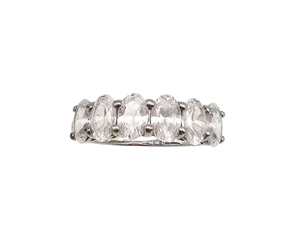 Cubic Zirconia Sterling Silver Cocktail Ring Size 6.75 3.1 G