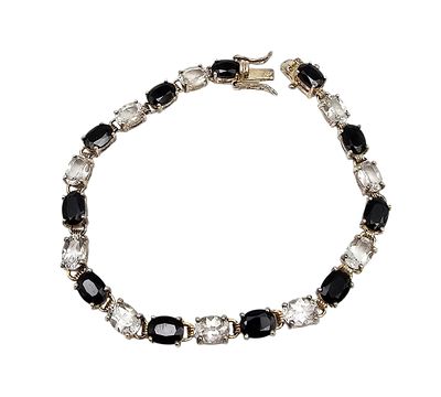Topaz Sapphire Sterling Silver Tennis Bracelet 14.7 G
