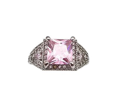 Rhinestone Sterling Silver Cocktail Ring Size 8.75 7.2 G