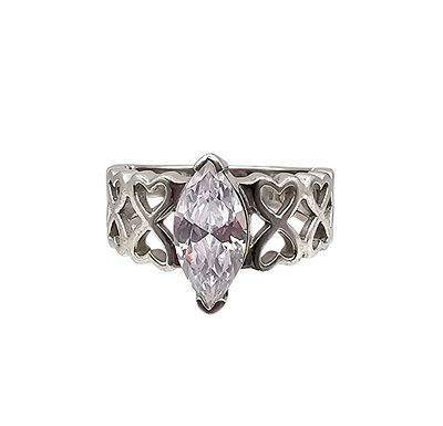 CE Cubic Zirconia Sterling Silver Cocktail Ring Size 6.75 5.4 G