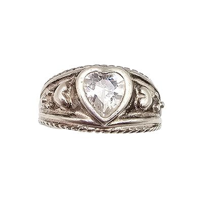 Rhinestone Sterling Silver Cocktail Ring Size 7.5 7.9 G