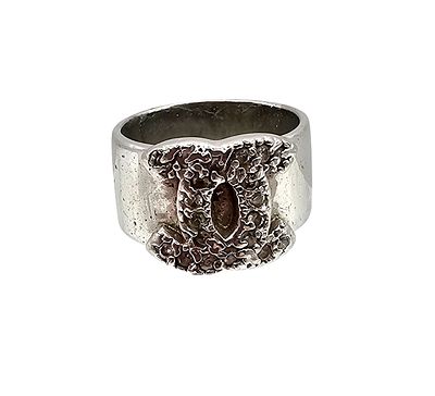 Chanel Rhinestone Sterling Silver Ring Size 5.25 7 G