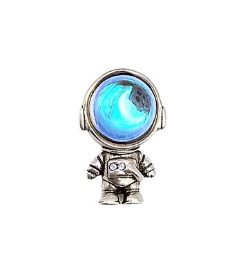 S Glass Sterling Silver Astronaut Charm 2.5 G