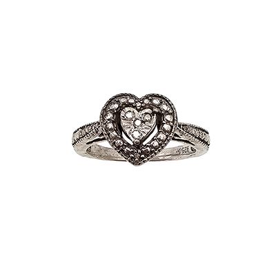 Diamond Sterling Silver Cocktail Ring Size 6.75 3.7 G