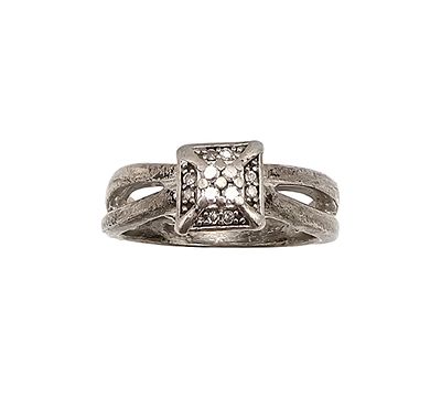 B SS Diamond Sterling Silver Cocktail Ring Size 6.25 4.7 G