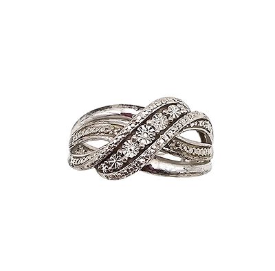 JWBR Diamond Sterling Silver Cocktail Ring Size 6.25 4.9 G