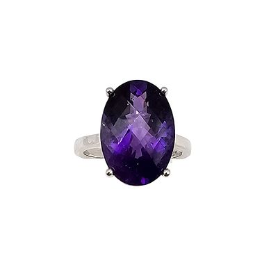 WSJ Cushion Cut Amethyst Sterling Silver Cocktail Ring Size 9.25 7.1 G