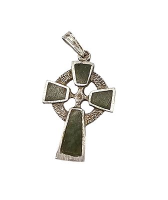 M Raw Peridot Sterling Silver Celtic Cross Pendant 3 G