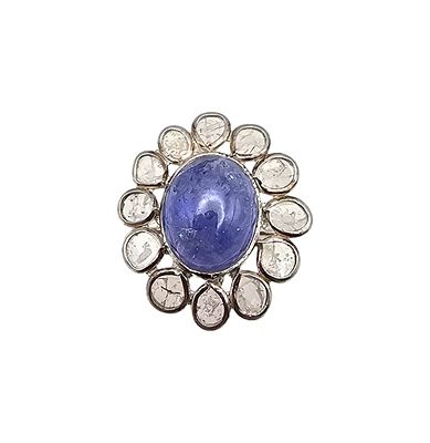 D'Joy Diamond Sterling Silver Cocktail Ring Size 7.75 4.6 G