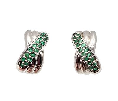 CNA Emerald Sterling Silver Earrings 7 G