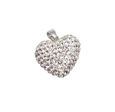 Rhinestone Sterling Silver Heart Pendant 3.5 G