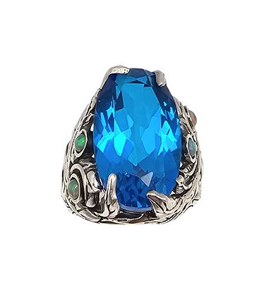 D'Joy Topaz Opalite Sterling Silver Cocktail Ring Size 9.5 13.2 G