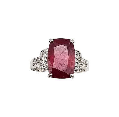 STS Ruby Sterling Silver Cocktail Ring Size 10.5 6.5 G