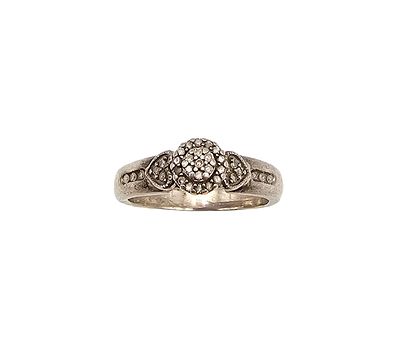 SS Diamond Sterling Silver Cocktail Ring Size 8 5 G
