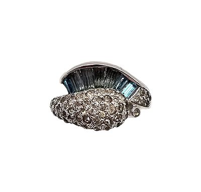 Ster-Shank Rhinestone Sterling Silver Cocktail Ring Size 6.75 5.4 G