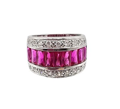 RP Ruby Sterling Silver Cocktail Ring Size 7.25 9.6 G