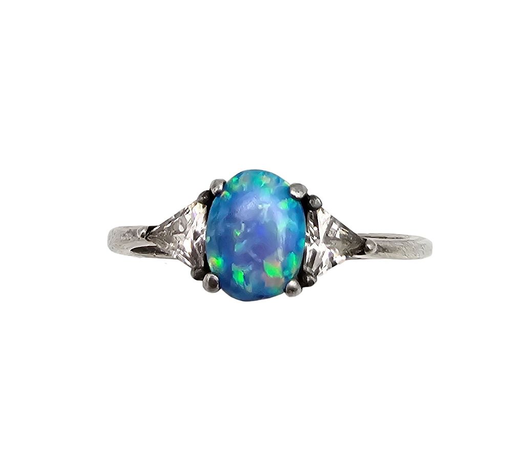 Lot 369: RJ Opal Sterling Silver Cocktail Ring Size 9.75 2.4 G