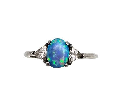 RJ Opal Sterling Silver Cocktail Ring Size 9.75 2.4 G