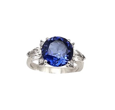 Sapphire Sterling Silver Cocktail Ring Size 7.5 5.2 G