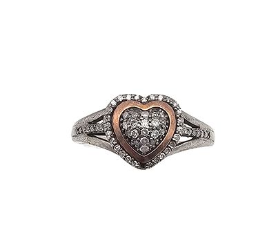 AV Diamond 14K Gold Sterling Silver Cocktail Ring Size 5.75 3.9 G as is missing one stone