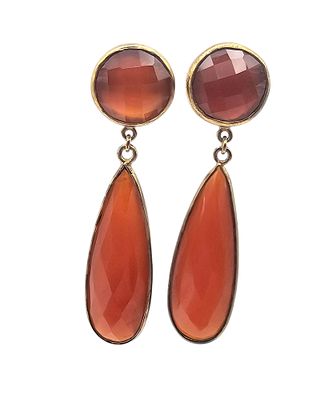 CA Carnelian Gold Over Sterling Silver Dangle Earrings 10.5 G. CA Carnelian Gold Over Sterling