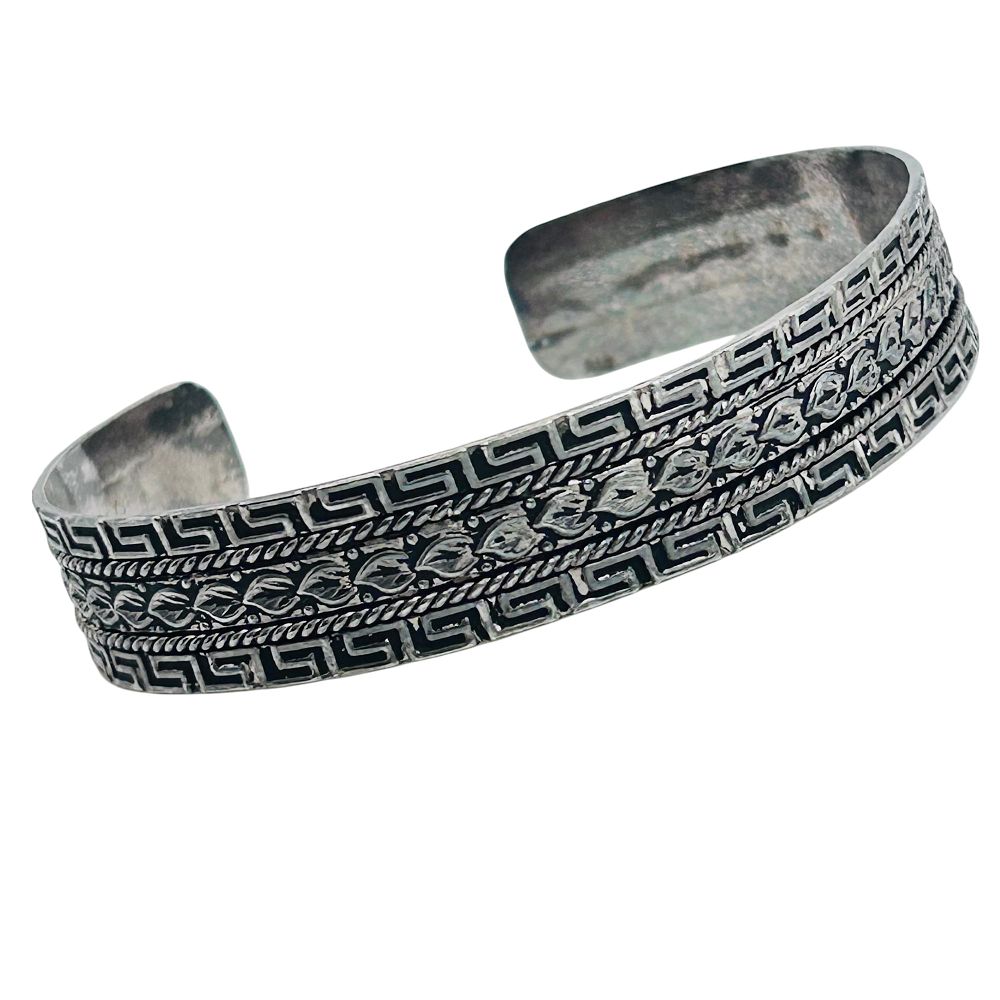 Lot 247: Sterling Etched Design Cuff Bracelet 22.63 G