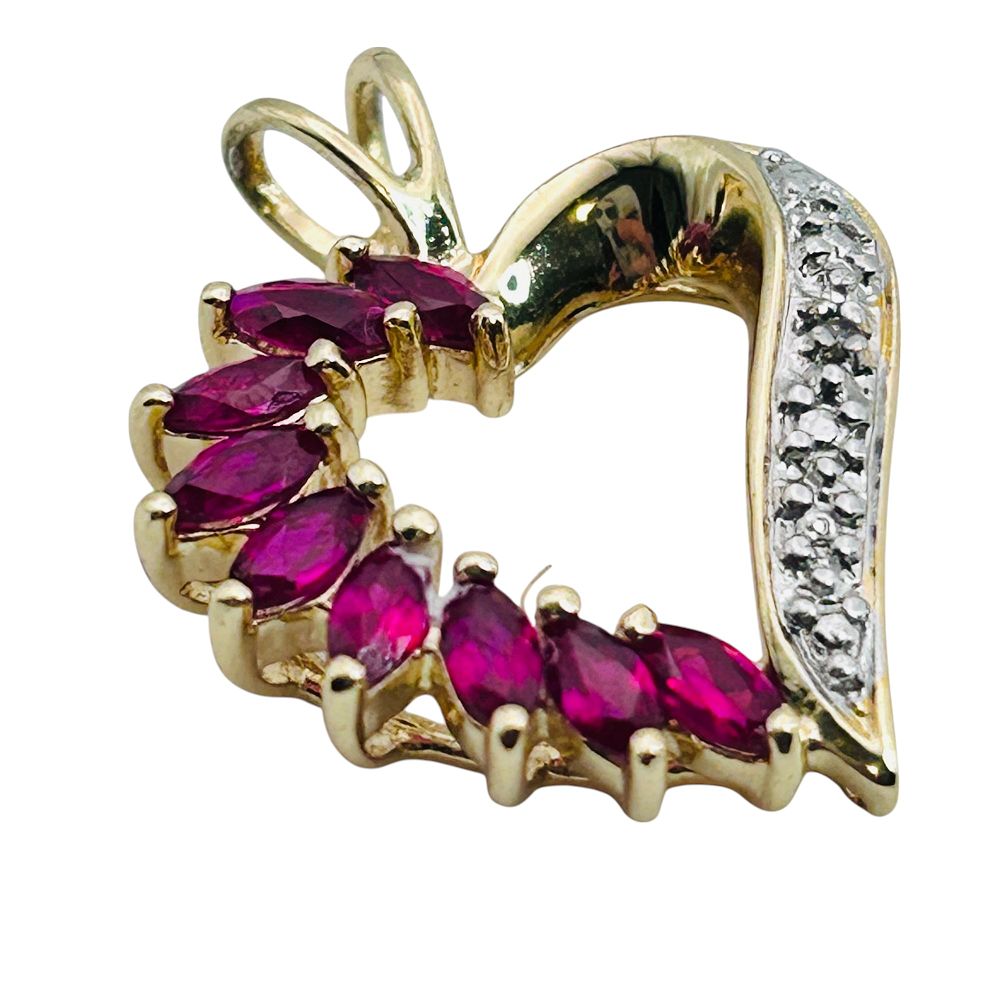 Lot 309: Pink Topaz Diamond Heart Pendant 2.58g
