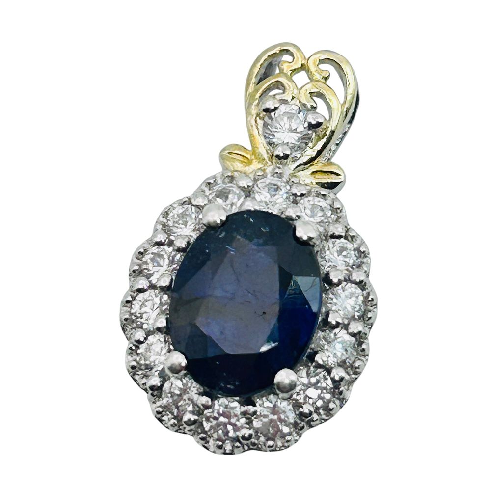Lot 314: STS Sapphire In Spinel Surround Pendant 2.5g