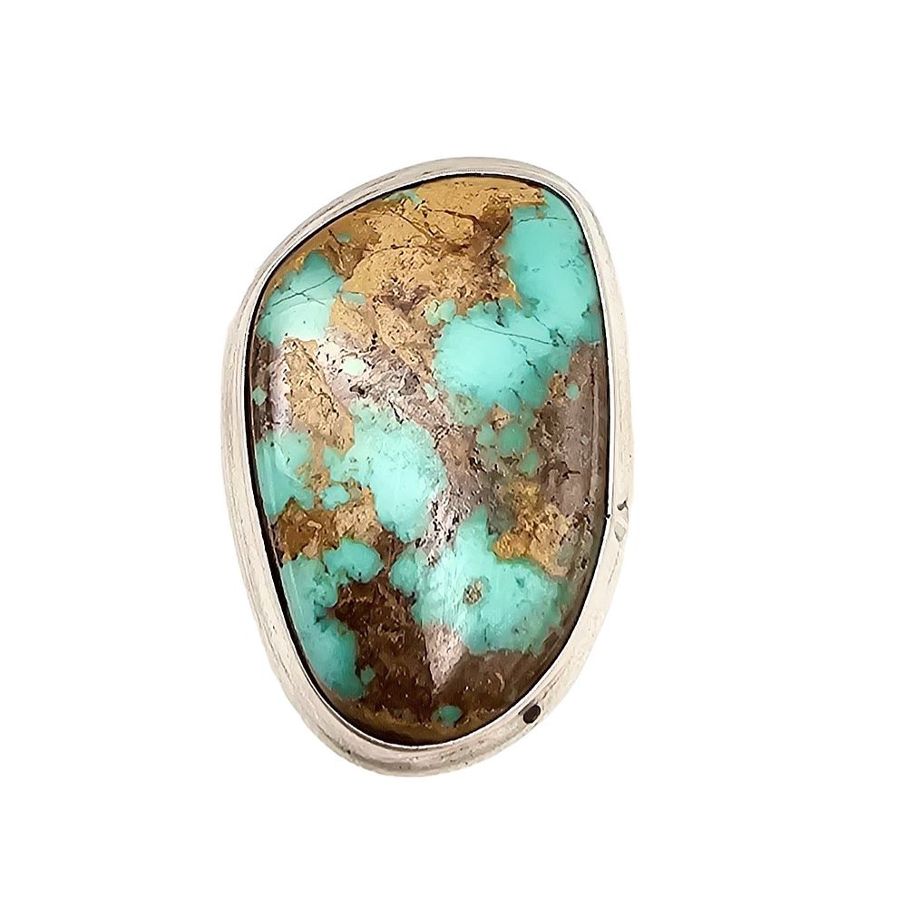 Lot 158: Navajo Royston Turquoise Sterling Silver Ring Size 7 7.9 G