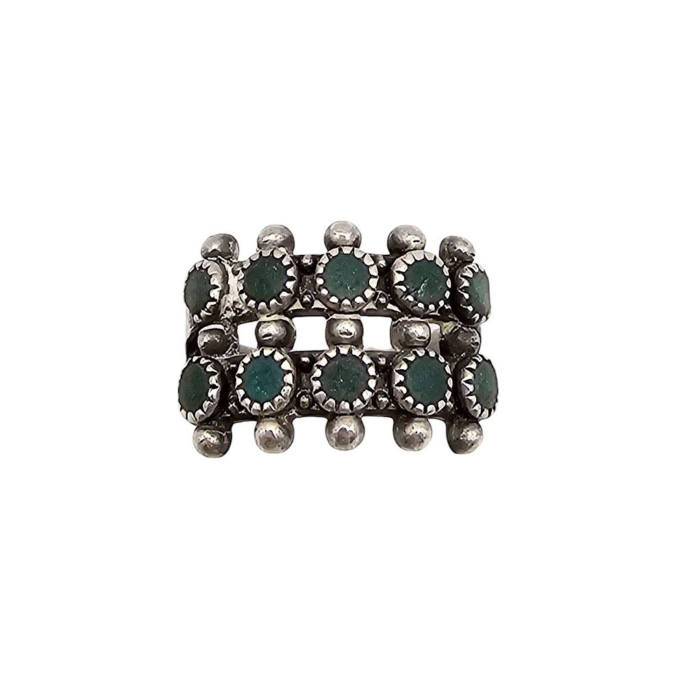 Lot 163: Native Turquoise Sterling Silver Row Ring Size 5.5 4.8 G