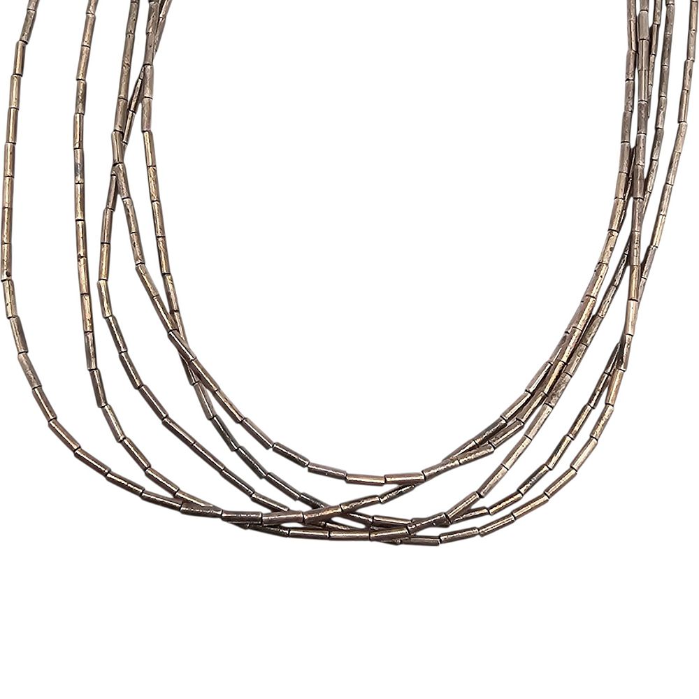 Lot 177: Native Liquid Silver Sterling Silver Multi Strand Necklace 4.8 G